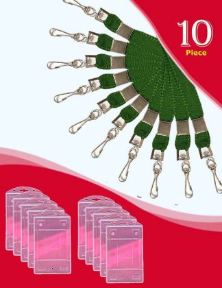 Flat Lanyard Parrot Green Colour and Holders